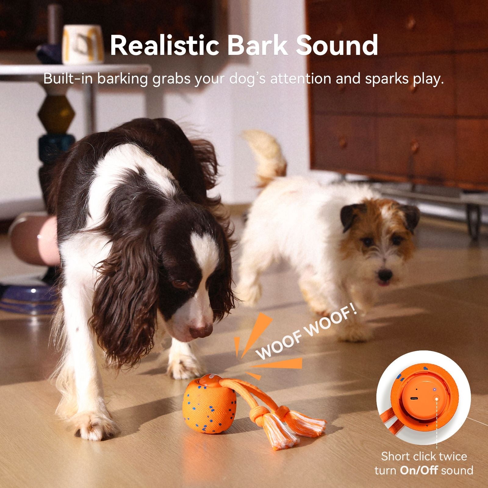 Cheerble Interactive Dog Toy, Wicked Ball Rolly, Automatic Move, E - TPU Material, Rope and Barking Sounds, for Medium to Large Dogs - Dog Time Outlet