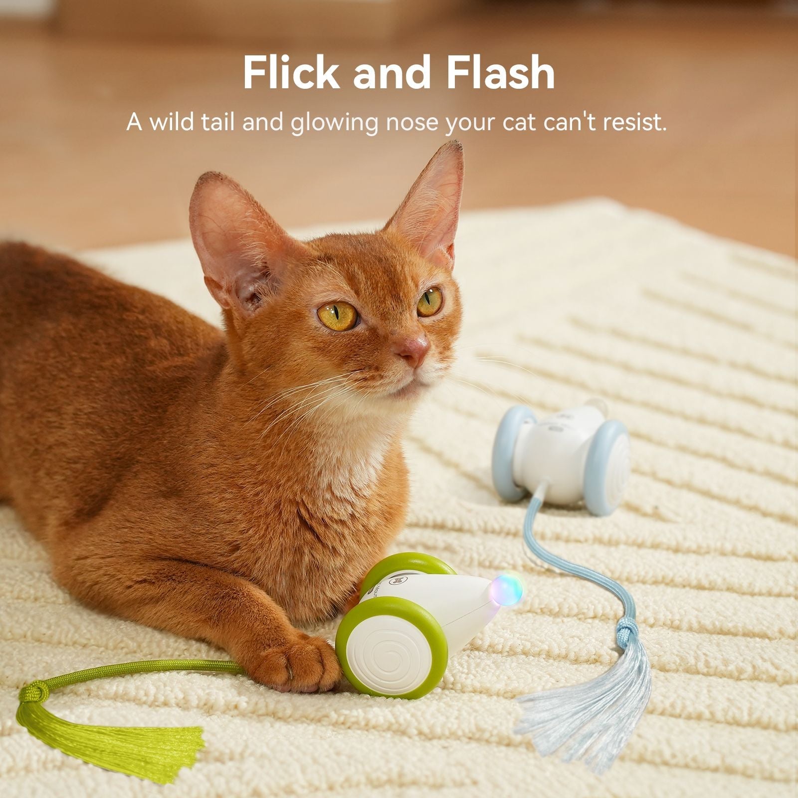 Cheerble Smart Interactive Toy, Wicked Mouse Neo, Automatic Running with Tail and Lights, Rechargeable for Bored Adult Felines - Dog Time Outlet