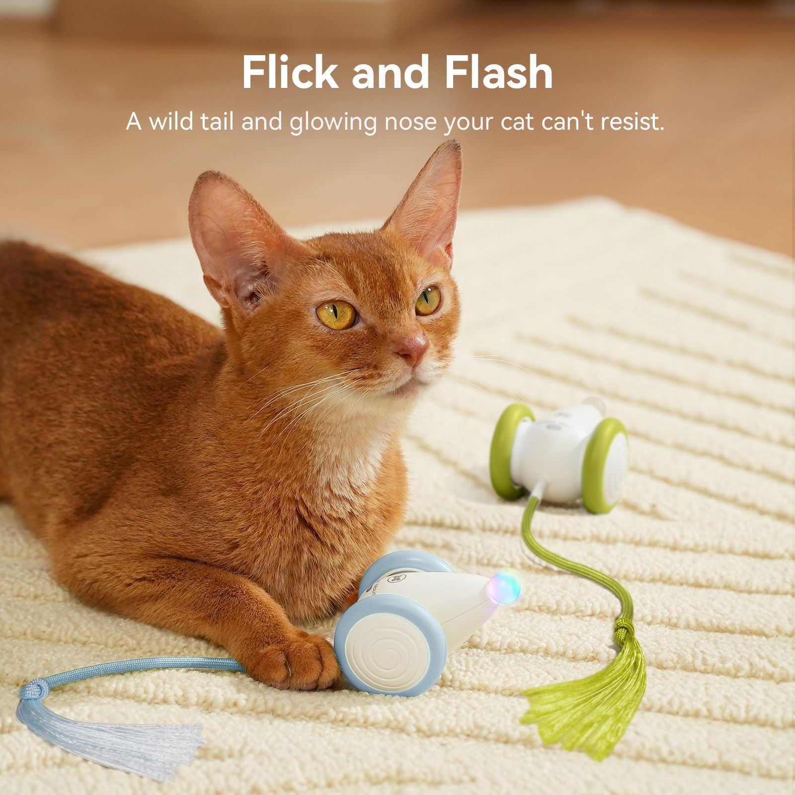 Cheerble Smart Interactive Toy, Wicked Mouse Neo, Automatic Running with Tail and Lights, Rechargeable for Bored Adult Felines - Dog Time Outlet