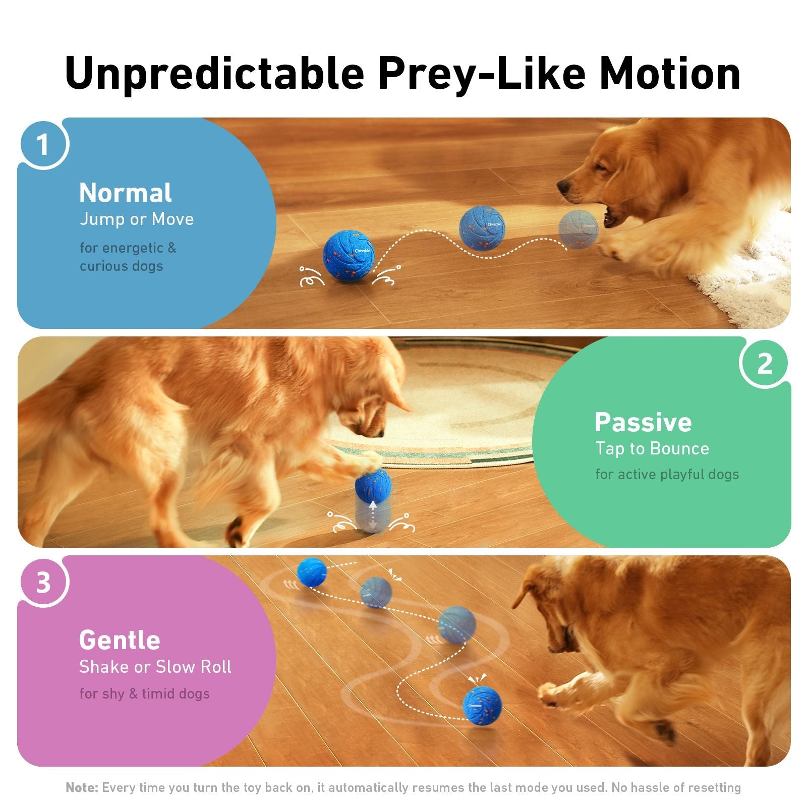 Cheerble Wicked Ball Air Automatic moving IPX7 Waterproof Active Rolling Ball Smart Interactive Dog Toy - Dog Time Outlet