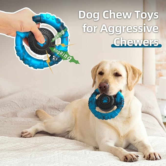 Chew Toys for Medium Large Breed, Tough Dog Toys for Aggressive Chewers, Indestructible Squeaky Dog Chew Toys to Keep Them Busy, Outdoor Puppy Toys,Birthday - Dog Time Outlet