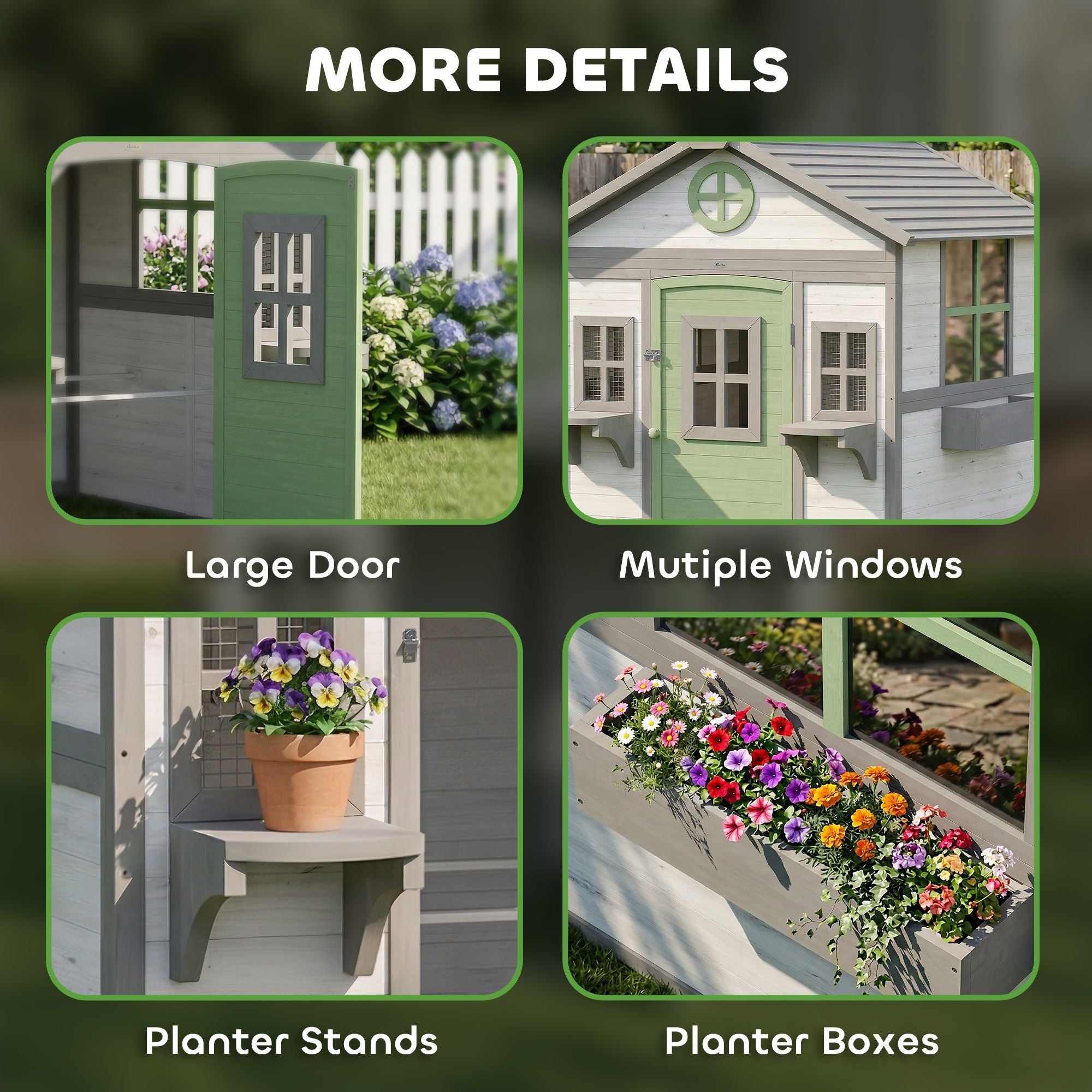 Chicken Coop, Wooden Hen House Outdoor Playhouse for 2 - 4 Chickens, Poultry Cage with Planter Pots and Boxes - Dog Time Outlet