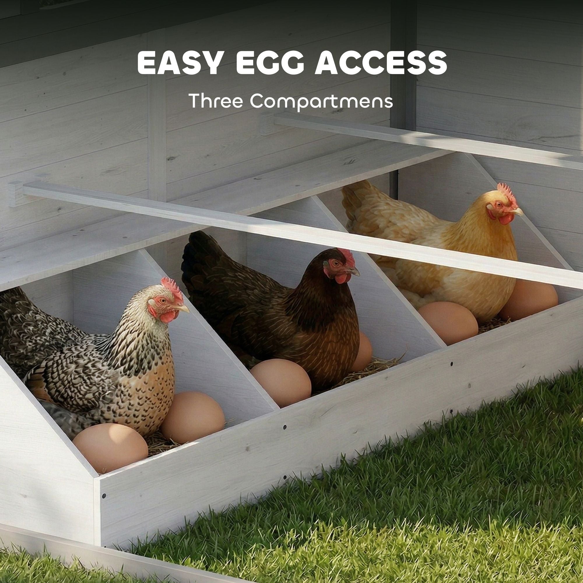 Chicken Coop, Wooden Hen House Outdoor Playhouse for 2 - 4 Chickens, Poultry Cage with Planter Pots and Boxes - Dog Time Outlet