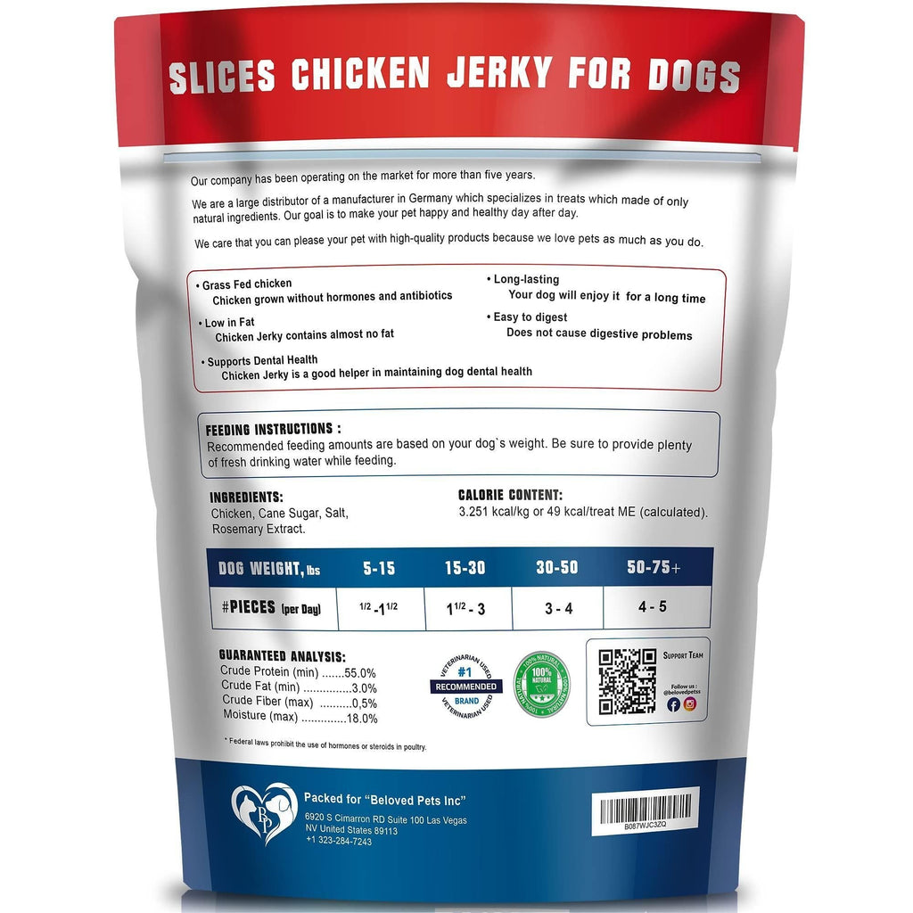 Chicken Jerky Dog Treats 1.5 Lb Human Grade Pet Snacks Grain Free Organic Meat All Natural High Protein Dried Strips Best Chews for Training Small & Large Dogs - Dog Time Outlet