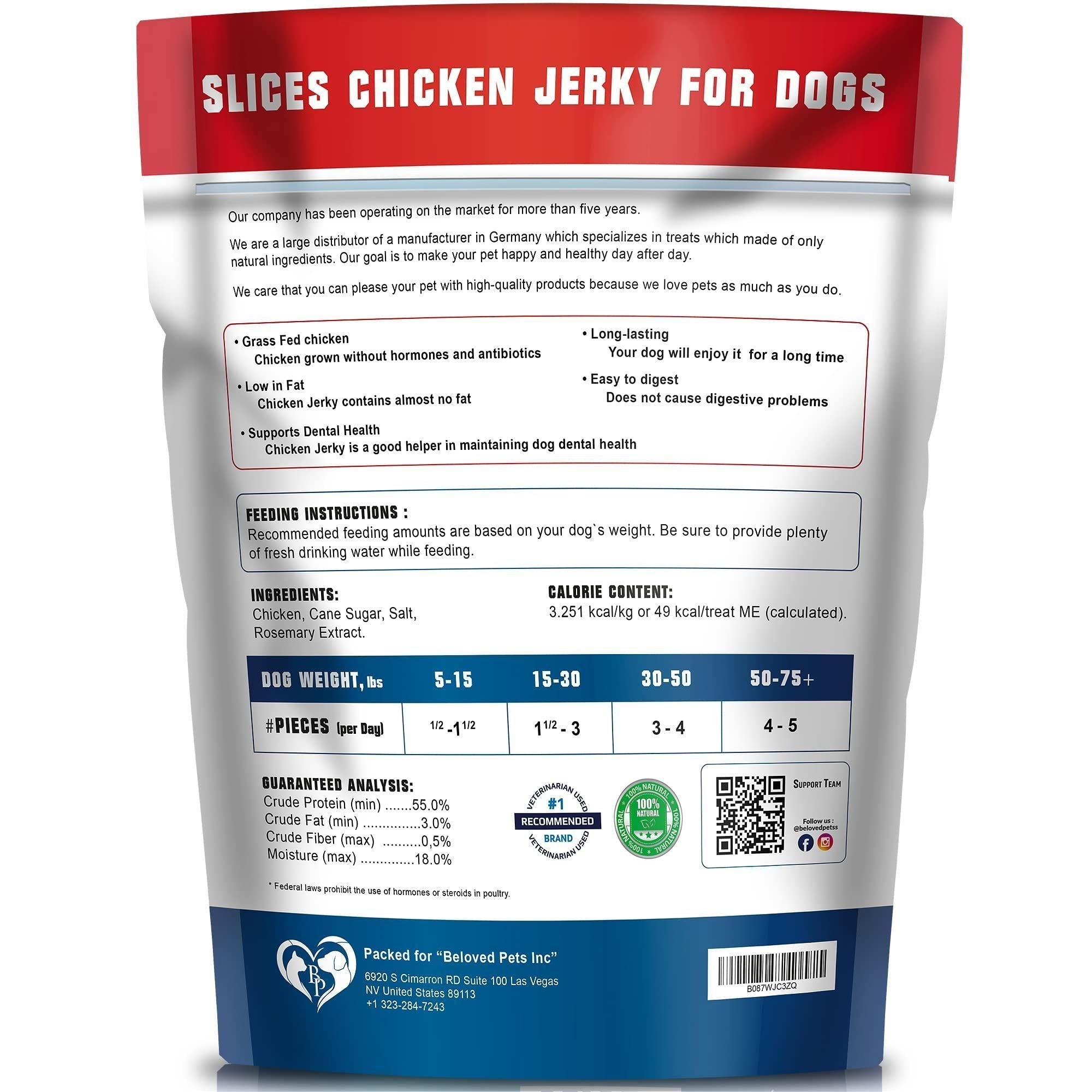Chicken Jerky Dog Treats 1.5 Lb Human Grade Pet Snacks Grain Free Organic Meat All Natural High Protein Dried Strips Best Chews for Training Small & Large Dogs - Dog Time Outlet