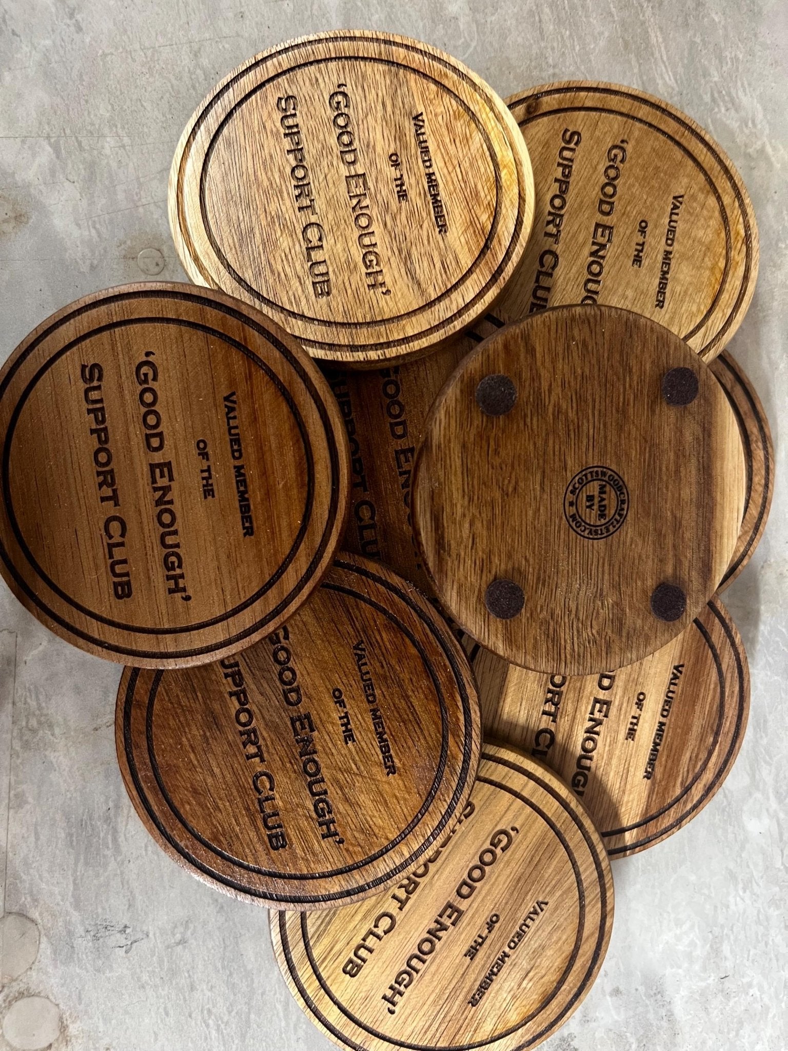 Coasters Round Wood Engraved - Dog Time Outlet
