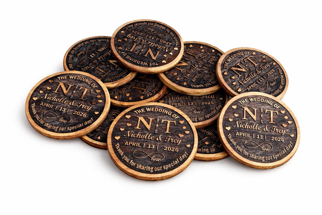 Coasters Round Wood Engraved - Dog Time Outlet