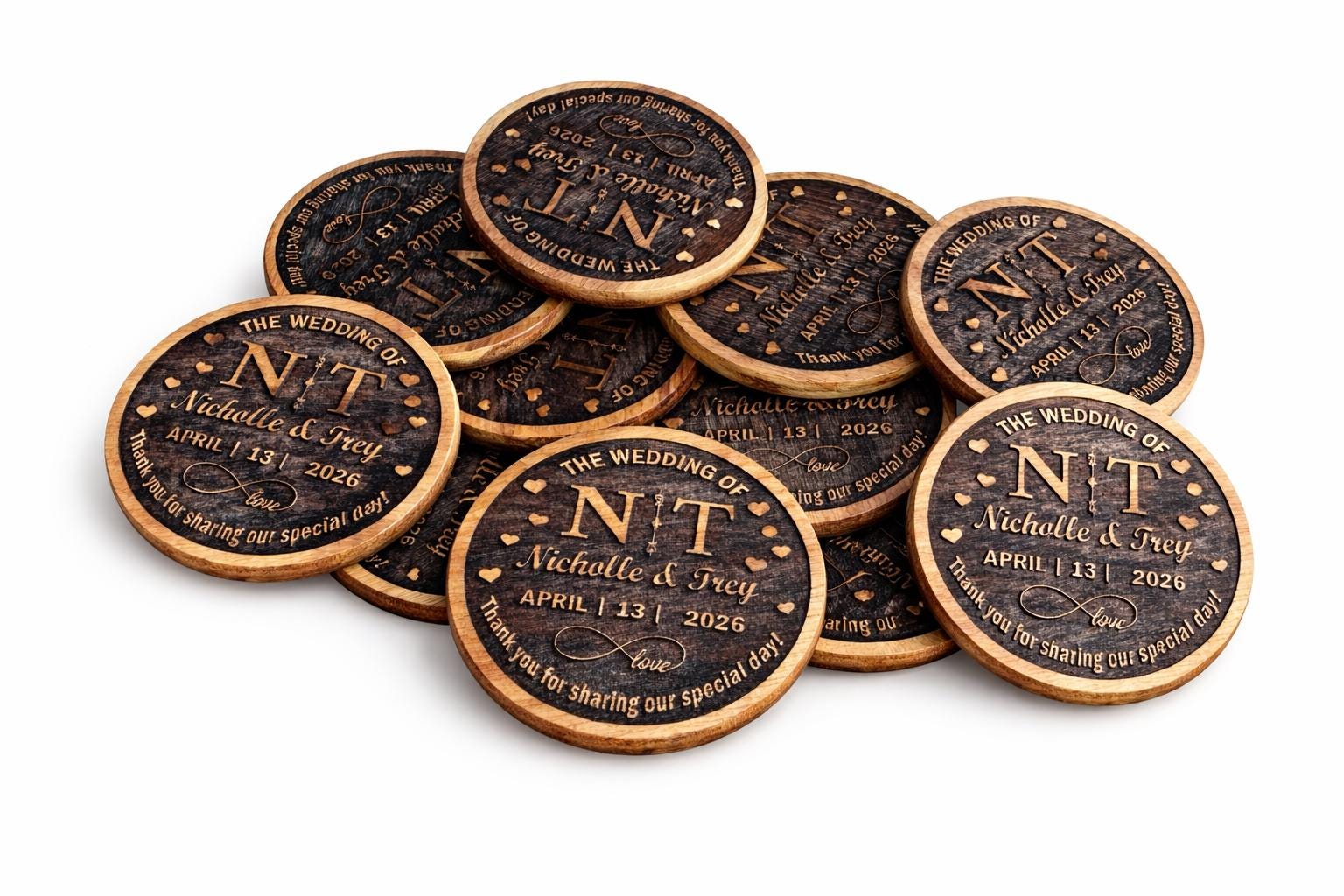Coasters Round Wood Engraved - Dog Time Outlet