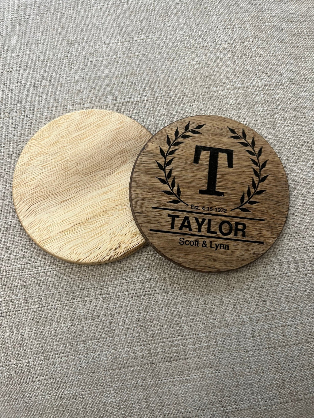 Coasters Round Wood Engraved - Dog Time Outlet