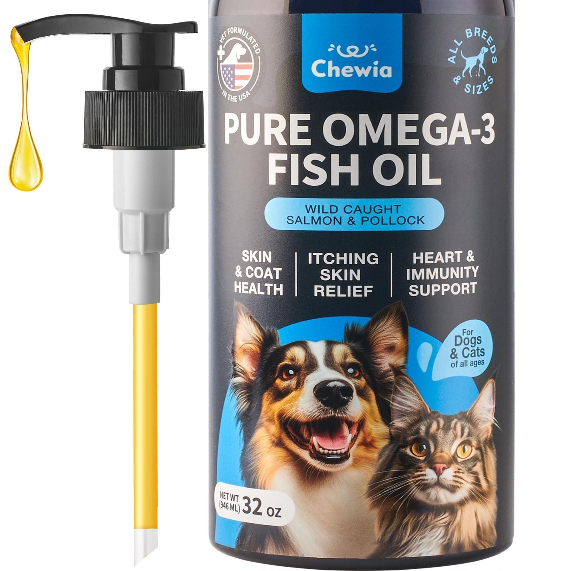 Coat Skin All Breeds Dog Supplement 32 oz Fish Oil for Dogs Pet Supplies for Dogs Fish Oil - Dog Time Outlet