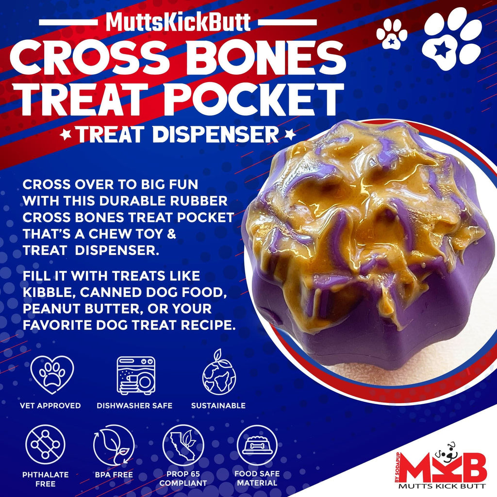 Cross Bones Bully Stick Holder &amp; Chew Toy for Heavy Chewers | Purple | USA Made - Dog Time Outlet