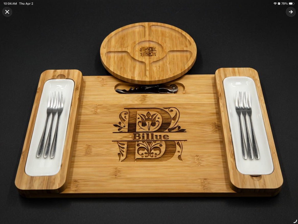 Custom Bamboo Charcuterie Board: Personalized Cheese Board Gift Set - Dog Time Outlet