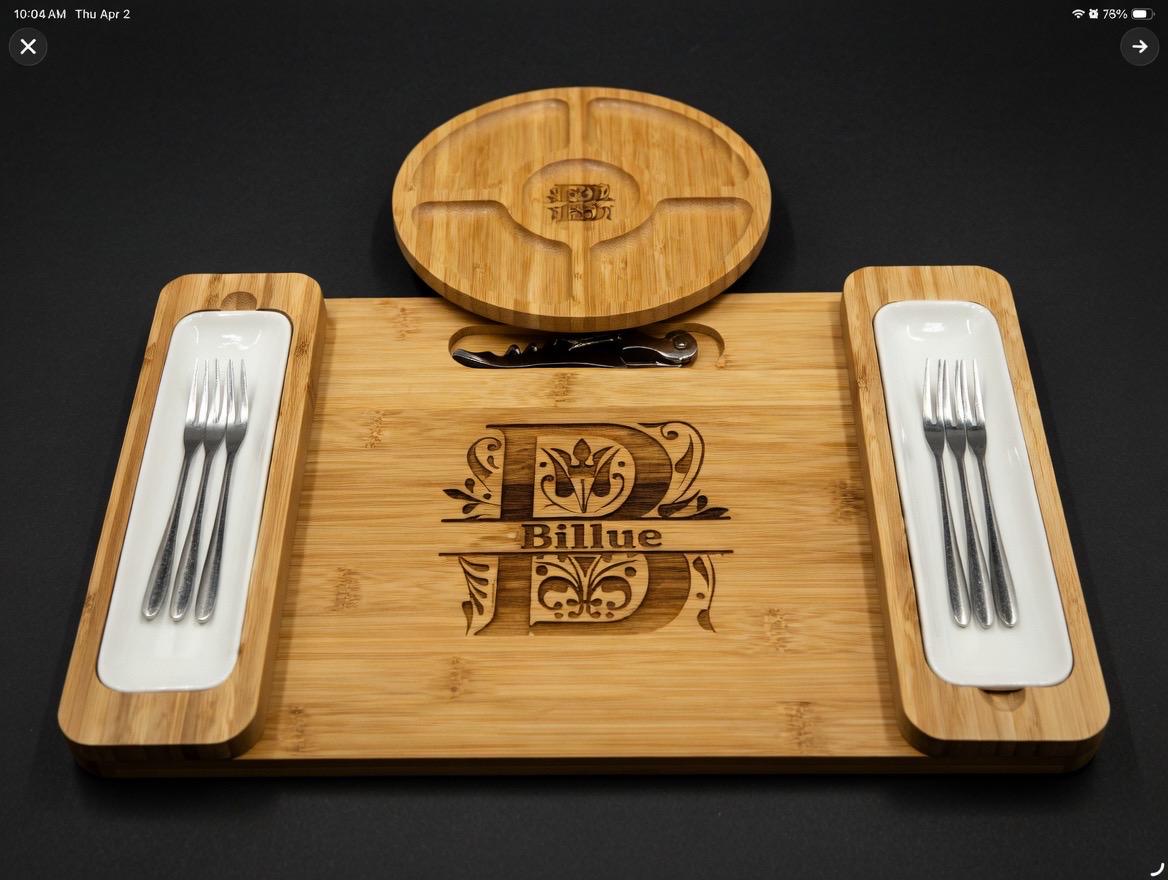 Custom Bamboo Charcuterie Board: Personalized Cheese Board Gift Set - Dog Time Outlet