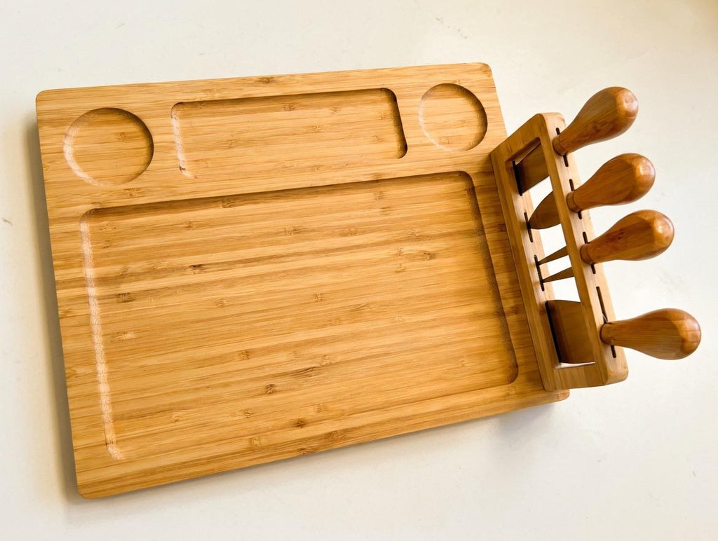Custom Bamboo Charcuterie Board: Personalized Cheese Board Gift Set - Dog Time Outlet