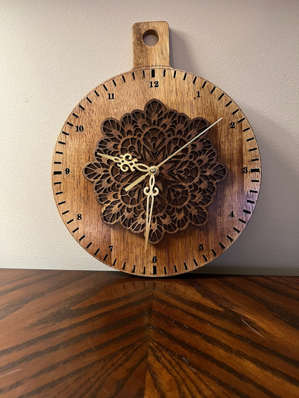 Custom Made Wood Pattern Clock - Dog Time Outlet