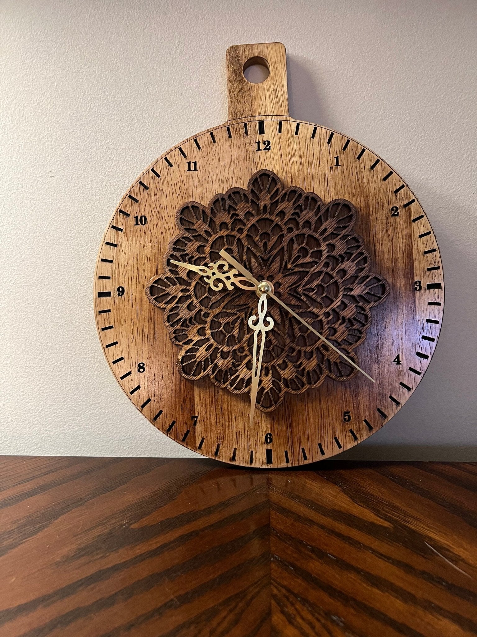 Custom Made Wood Pattern Clock - Dog Time Outlet