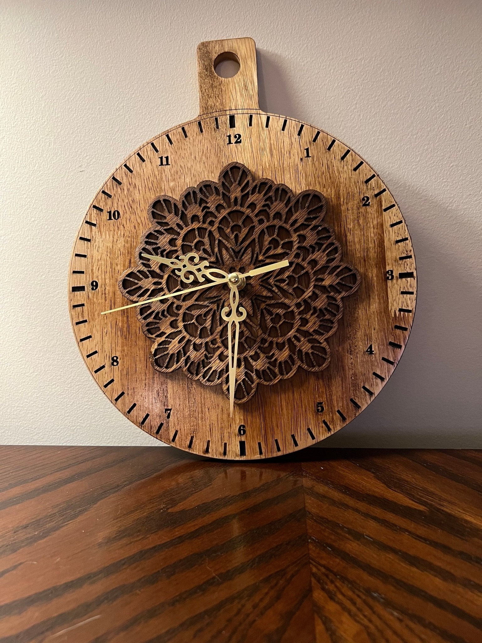 Custom Made Wood Pattern Clock - Dog Time Outlet