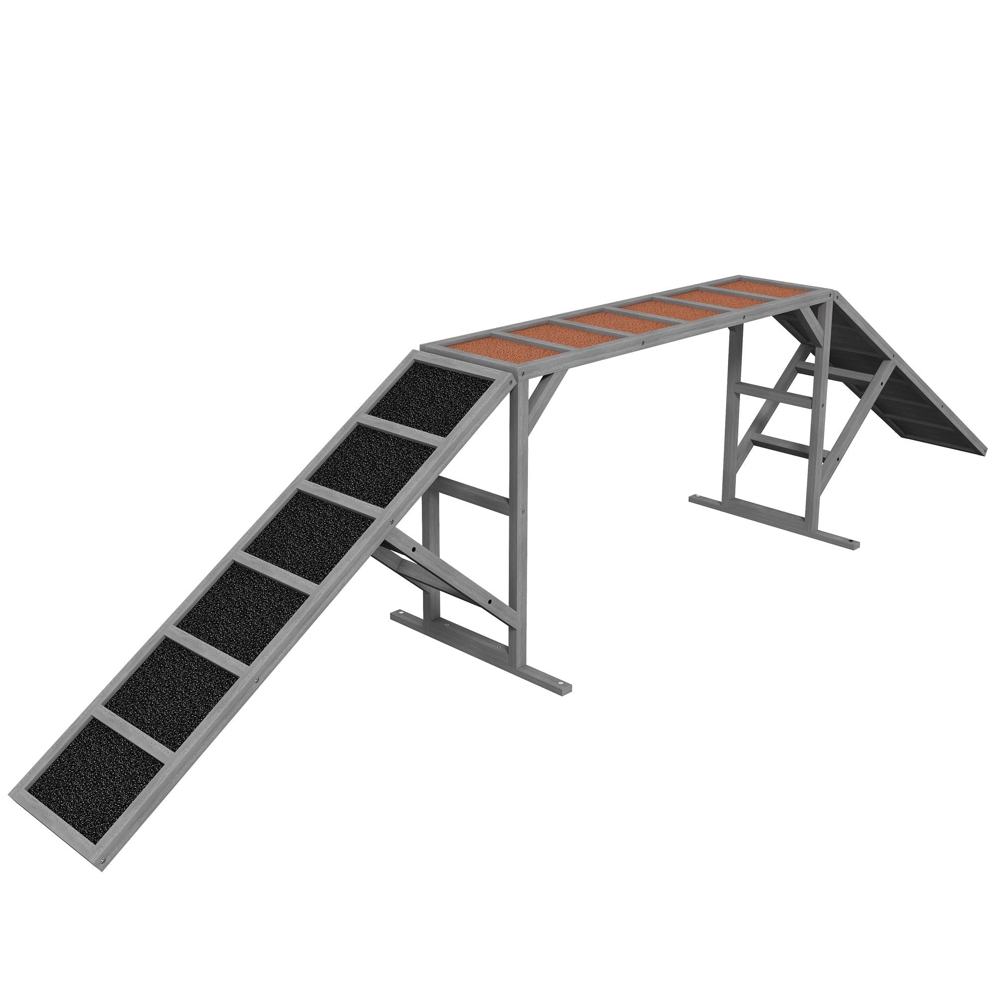 Dog Agility Equipment Ramp with Safety Bar, Non - slip Surface, for Walk and Pause Training, Gray - Dog Time Outlet