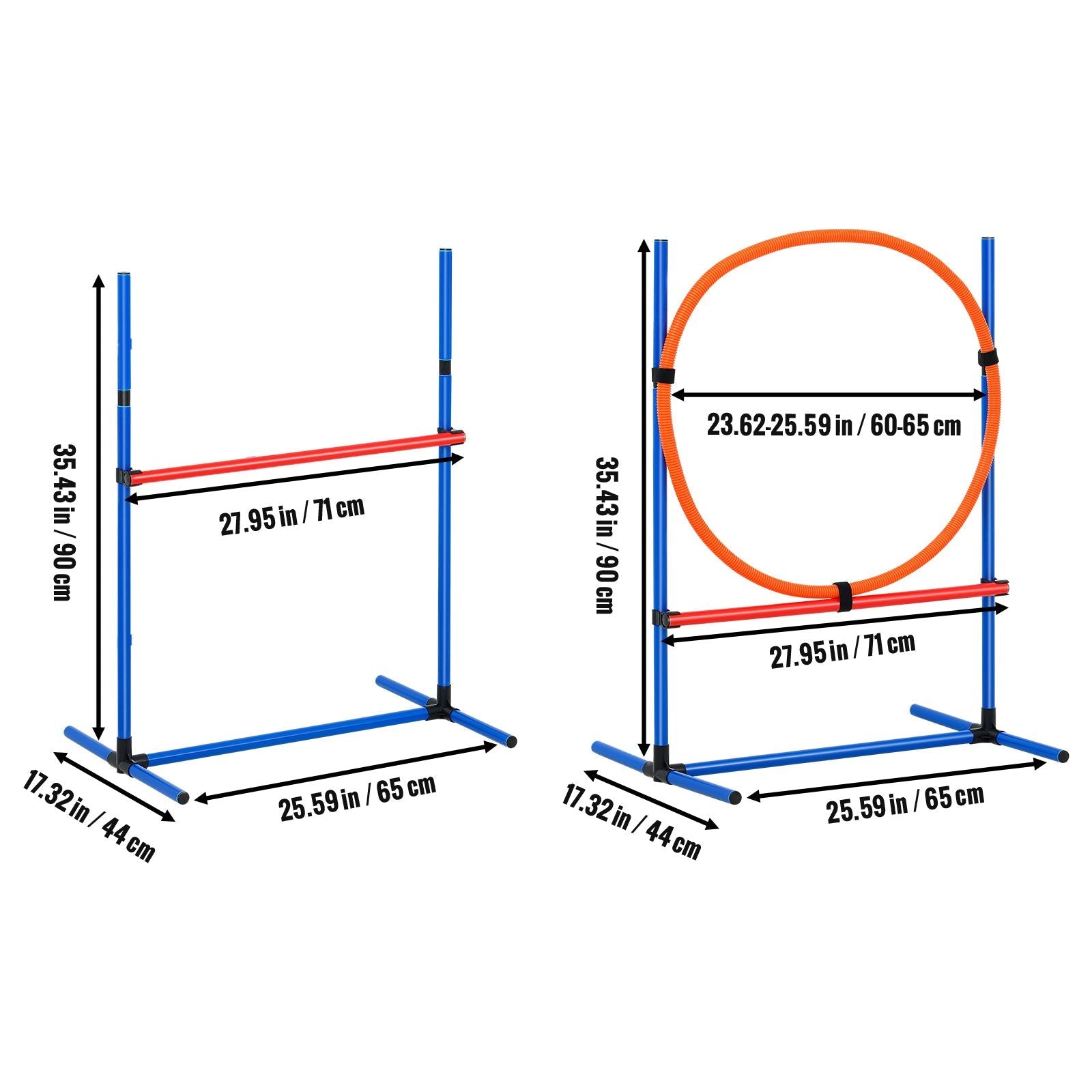 Dog Agility Training Equipment, 4 PCS Set - Adjustable High Hurdles and Jump Ring, Puppy Obstacle Course Jump Starter Kit with Poles Storage Bag for Backyard, Indoor, Outdoor - Dog Time Outlet