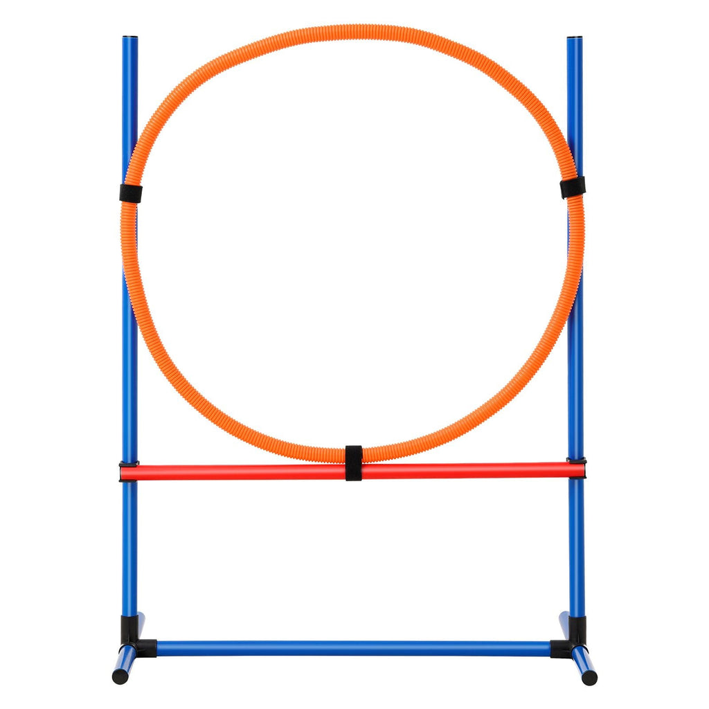 Dog Agility Training Equipment, 4 PCS Set - Adjustable High Hurdles and Jump Ring, Puppy Obstacle Course Jump Starter Kit with Poles Storage Bag for Backyard, Indoor, Outdoor - Dog Time Outlet