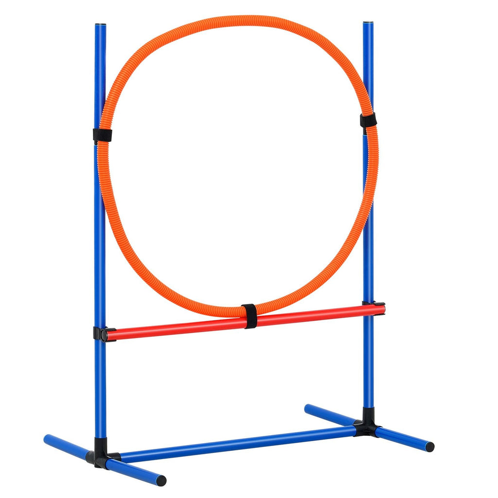 Dog Agility Training Equipment, 4 PCS Set - Adjustable High Hurdles and Jump Ring, Puppy Obstacle Course Jump Starter Kit with Poles Storage Bag for Backyard, Indoor, Outdoor - Dog Time Outlet