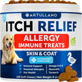 Dog Allergy Relief Chews Itching Skin Relief for Dogs Fish Oil Omega 3 Seasonal Allergies Pills Skin & Coat Anti ItchHot Spots Treatment Canine Immune Health Supplement 120 Soft Treats - Dog Time Outlet