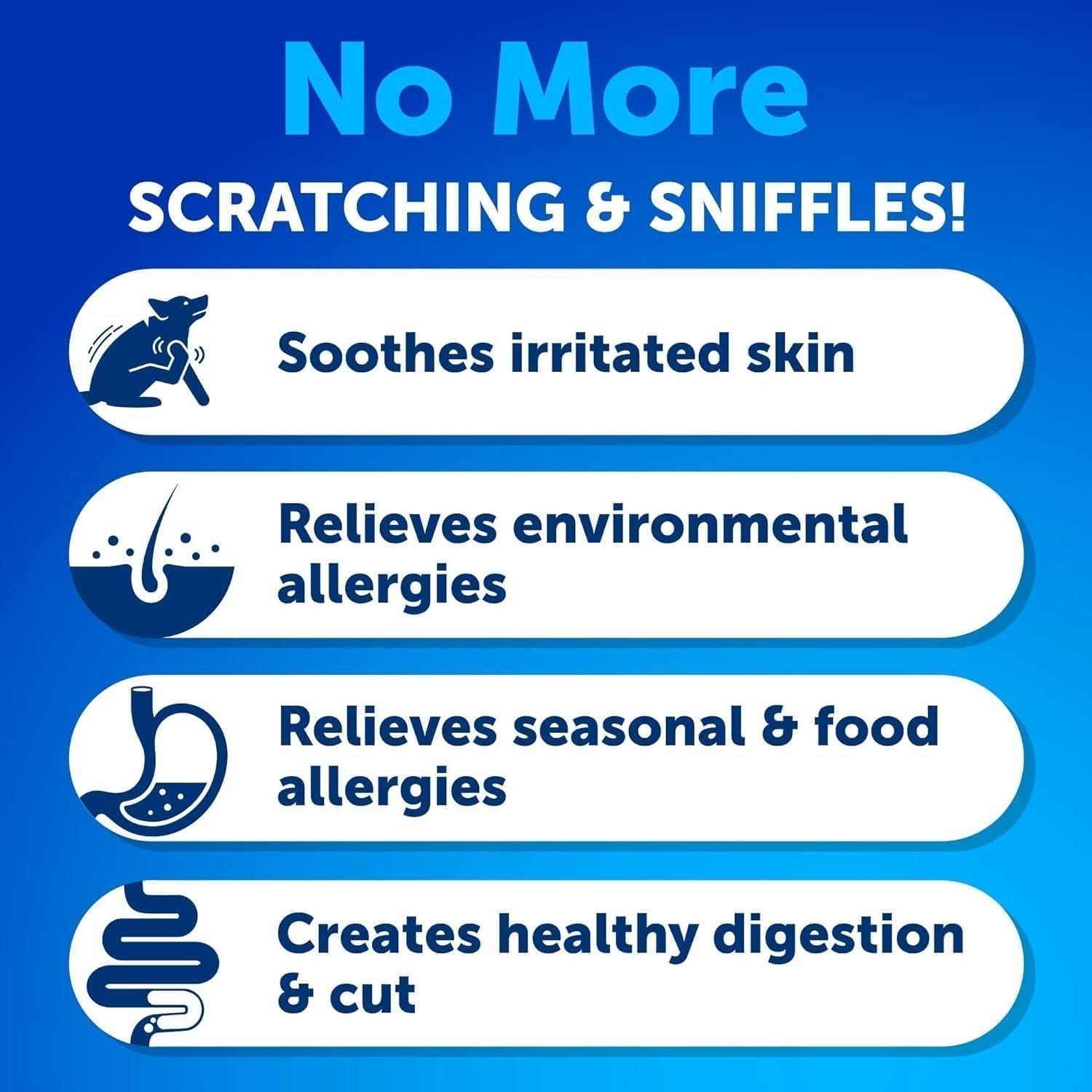 Dog Allergy Relief Chews Itching Skin Relief for Dogs Fish Oil Omega 3 Seasonal Allergies Pills Skin & Coat Anti ItchHot Spots Treatment Canine Immune Health Supplement 120 Soft Treats - Dog Time Outlet