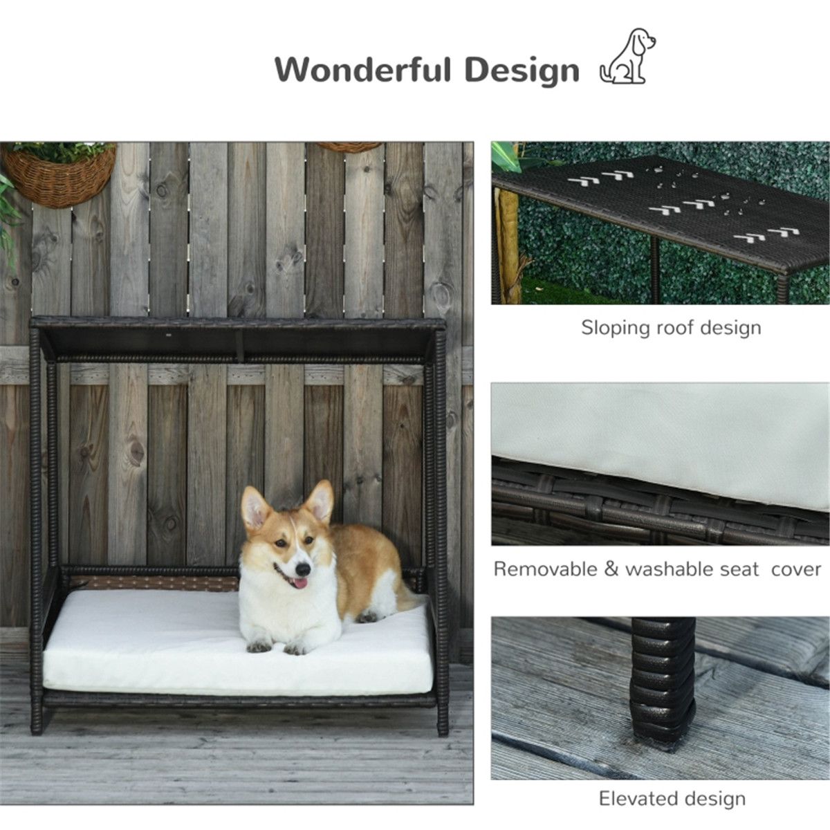 Dog Bed/ Dog House / Rattan Pet Sofa ( Amazon Shipping)(Prohibited by WalMart) - Dog Time Outlet