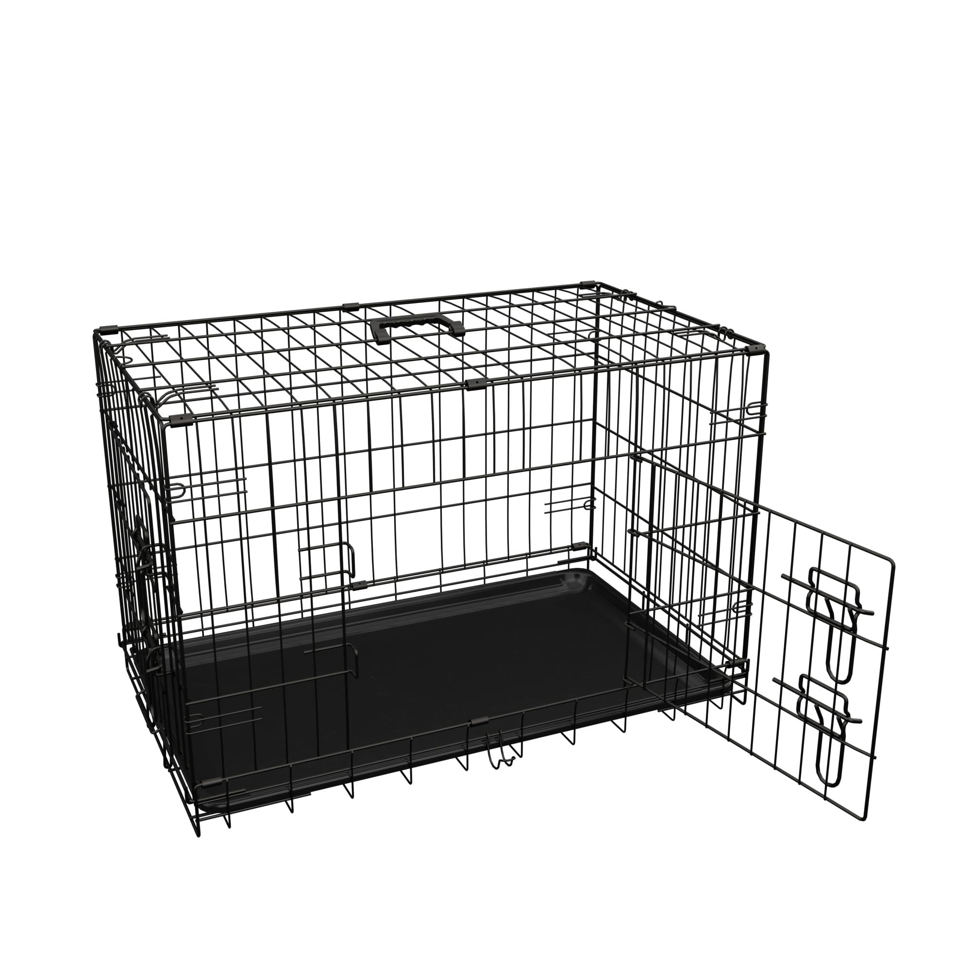 Dog Crate, 36 Inch Medium Dog Cage with Divider and Plastic Leak - Proof Pan Tray, Double Door Folding Metal Wire Cage for Indoor, Outdoor, and Travel, Made in Vietnam - Dog Time Outlet