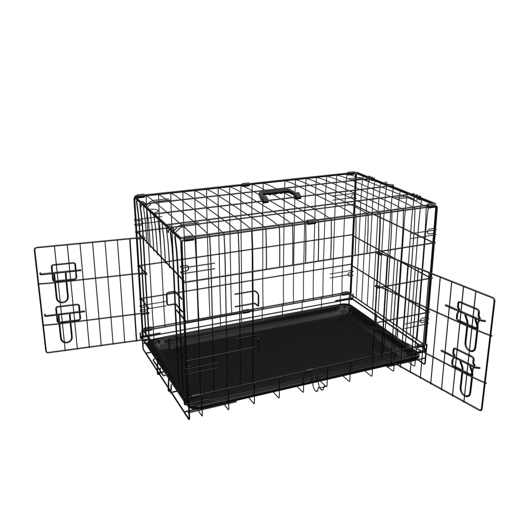 Dog Crate, 36 Inch Medium Dog Cage with Divider and Plastic Leak - Proof Pan Tray, Double Door Folding Metal Wire Cage for Indoor, Outdoor, and Travel, Made in Vietnam - Dog Time Outlet