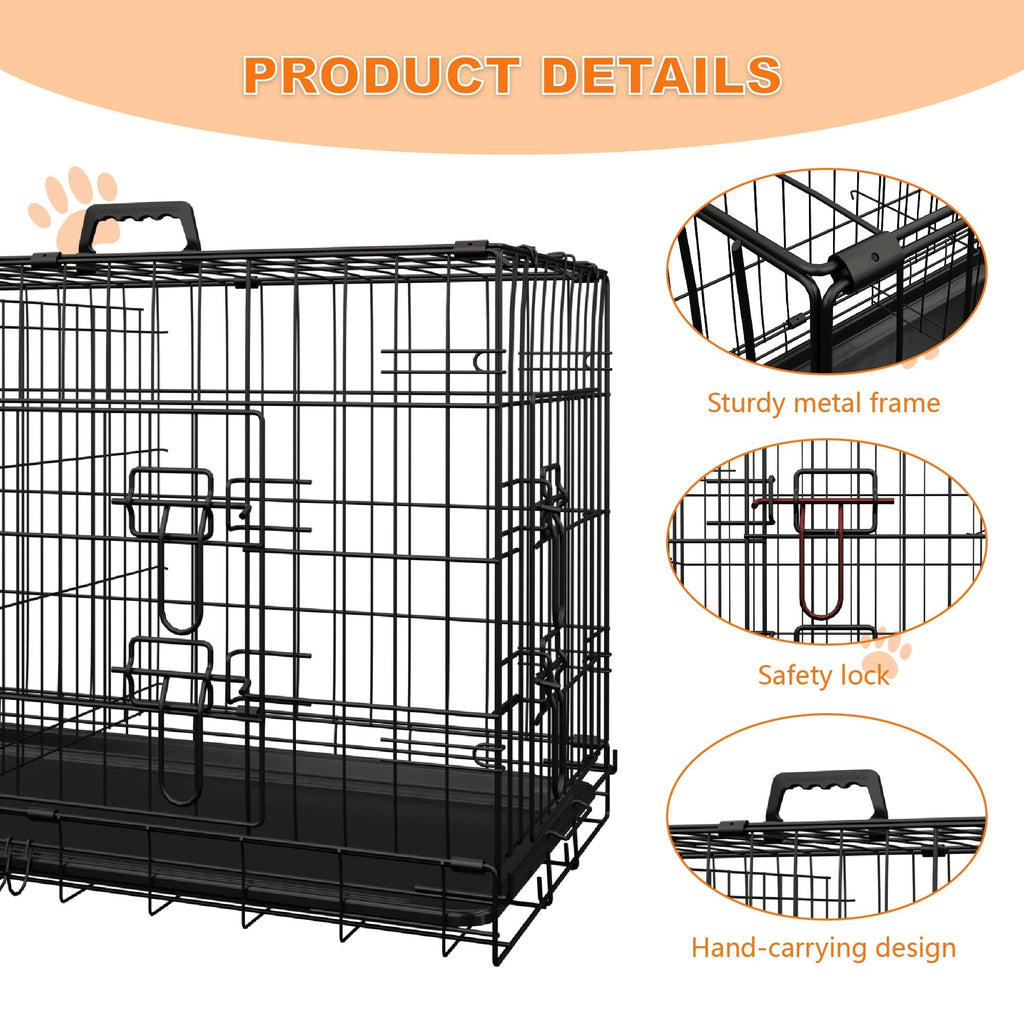 Dog Crate, 42 Inch Large Dog Cage with Divider and Plastic Leak - Proof Pan Tray, Double Door Folding Metal Wire Cage for Indoor, Outdoor, and Travel, Made in Vietnam - Dog Time Outlet