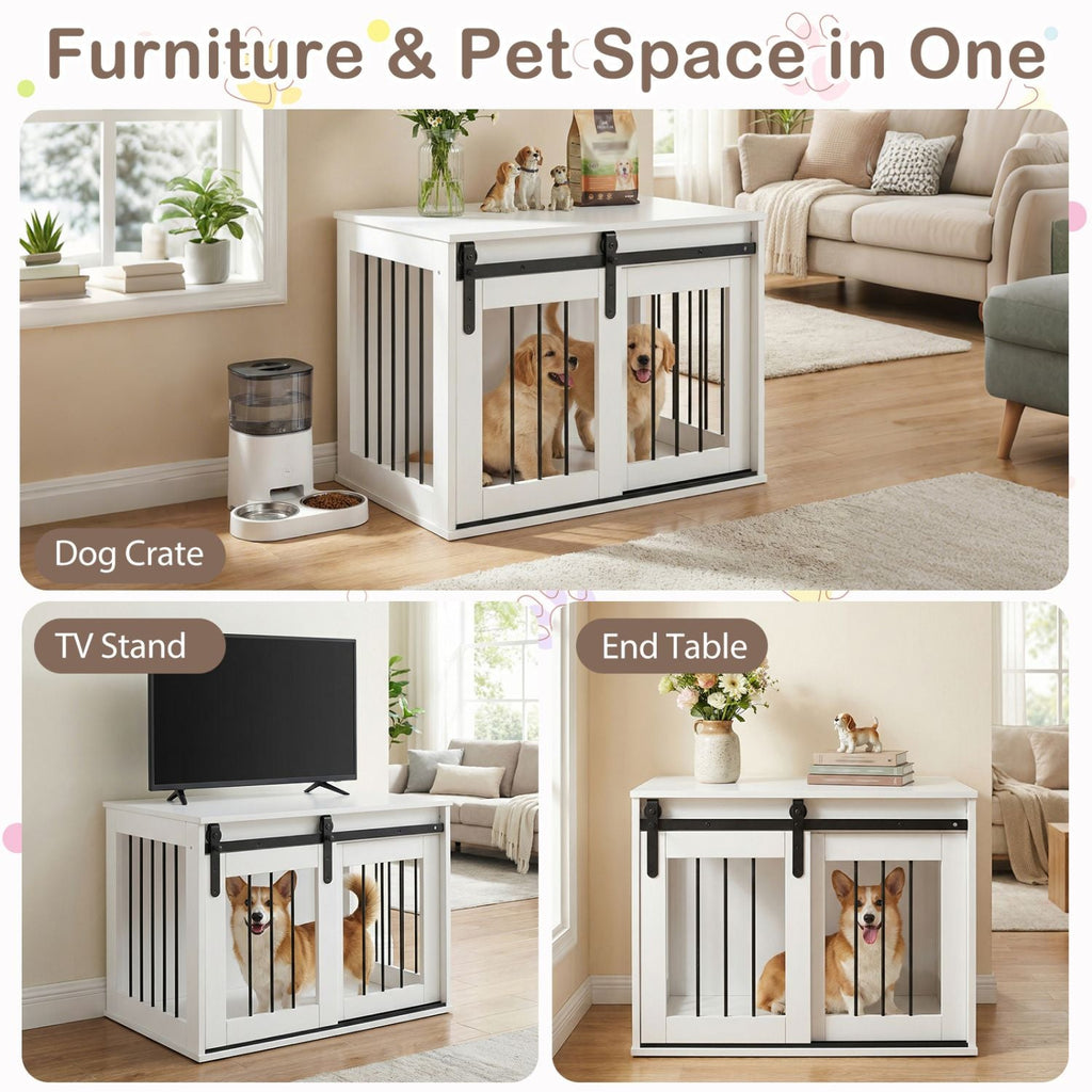 Dog Crate Furniture Heavy Duty Dog Kennel with Sliding Barn Door - Dog Time Outlet