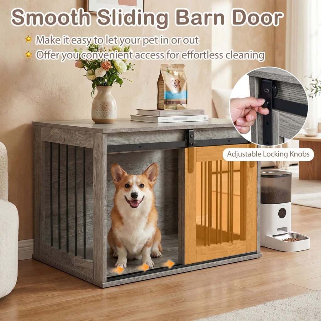 Dog Crate Furniture Heavy Duty Dog Kennel with Sliding Barn Door - Dog Time Outlet