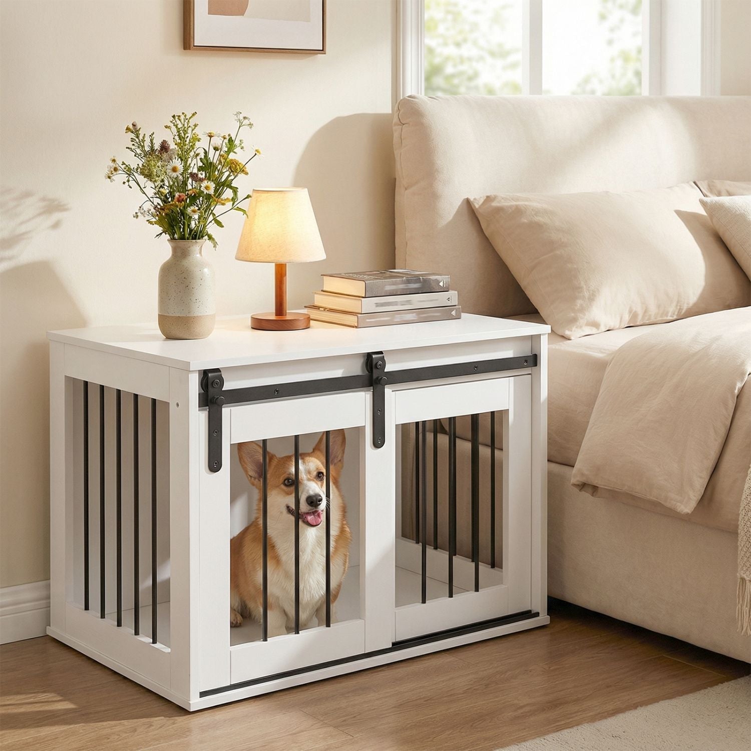 Dog Crate Furniture Heavy Duty Dog Kennel with Sliding Barn Door - Dog Time Outlet
