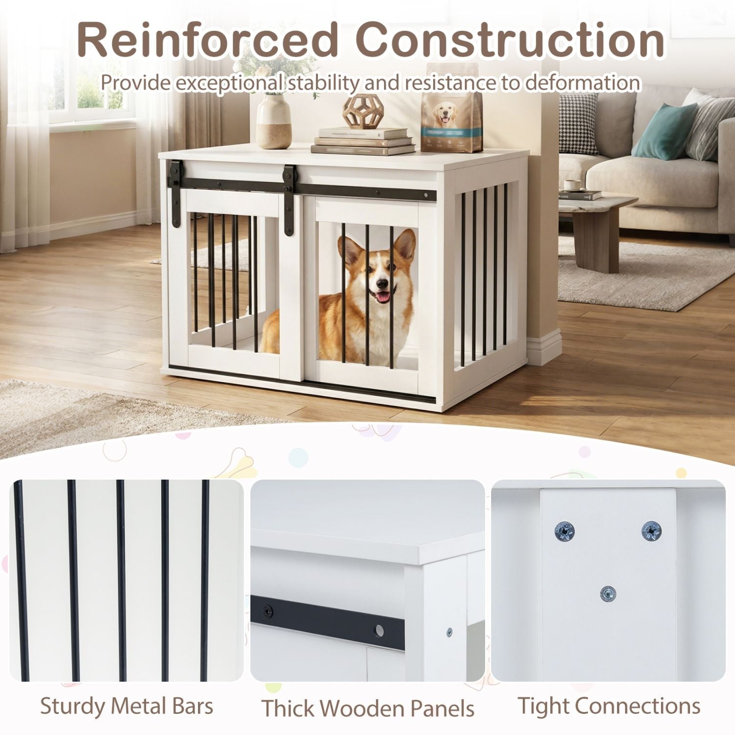 Dog Crate Furniture Heavy Duty Dog Kennel with Sliding Barn Door - Dog Time Outlet