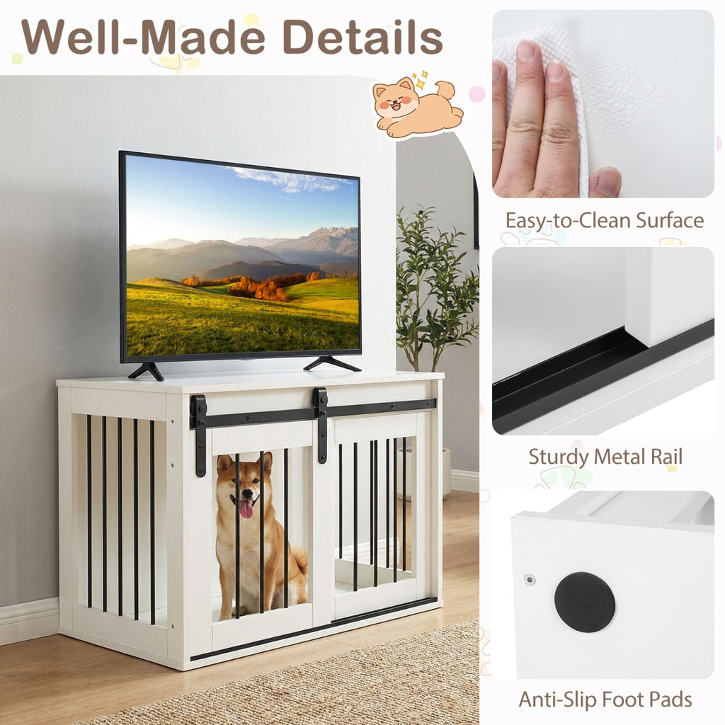 Dog Crate Furniture Heavy Duty Dog Kennel with Sliding Barn Door - Dog Time Outlet