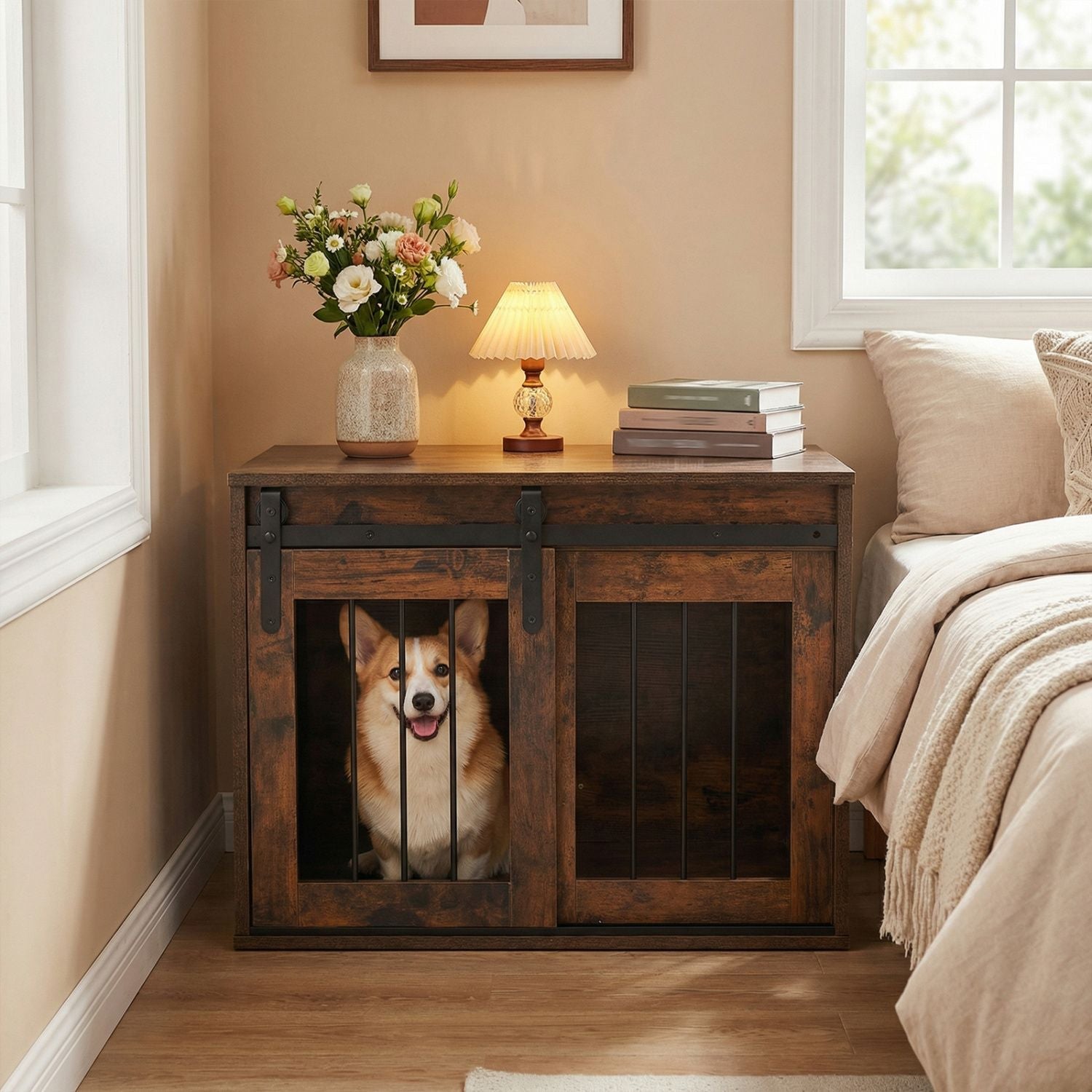 Dog Crate Furniture Heavy Duty Dog Kennel with Sliding Barn Door - Dog Time Outlet