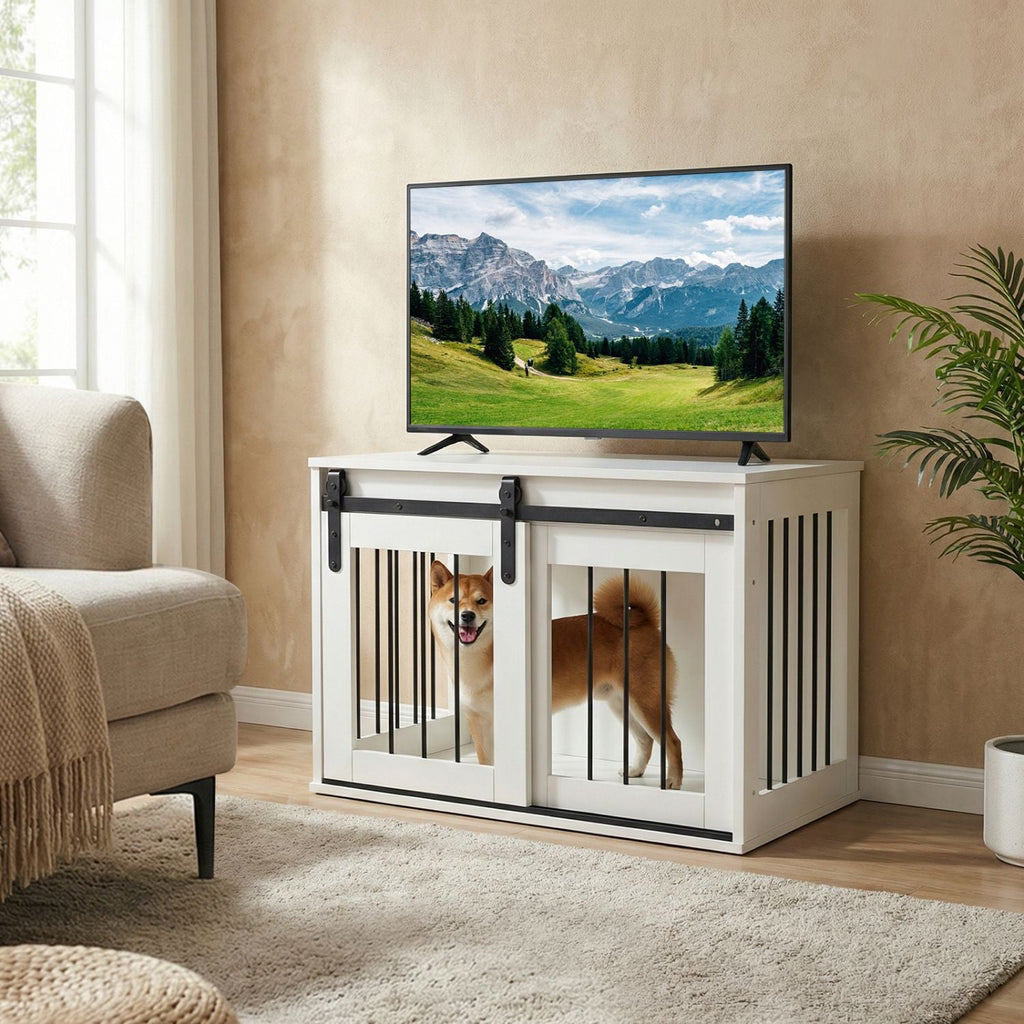 Dog Crate Furniture Heavy Duty Dog Kennel with Sliding Barn Door - Dog Time Outlet