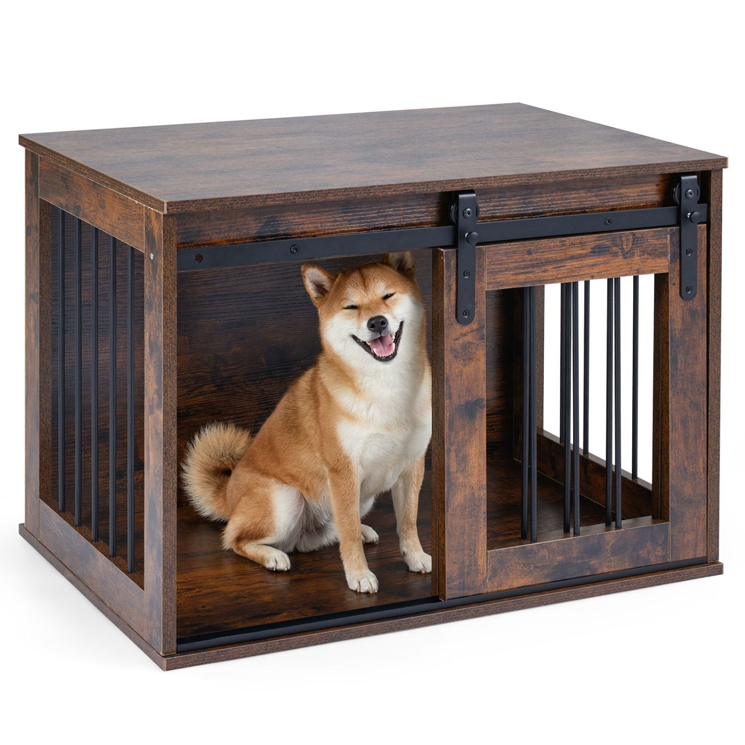 Dog Crate Furniture Heavy Duty Dog Kennel with Sliding Barn Door - Dog Time Outlet
