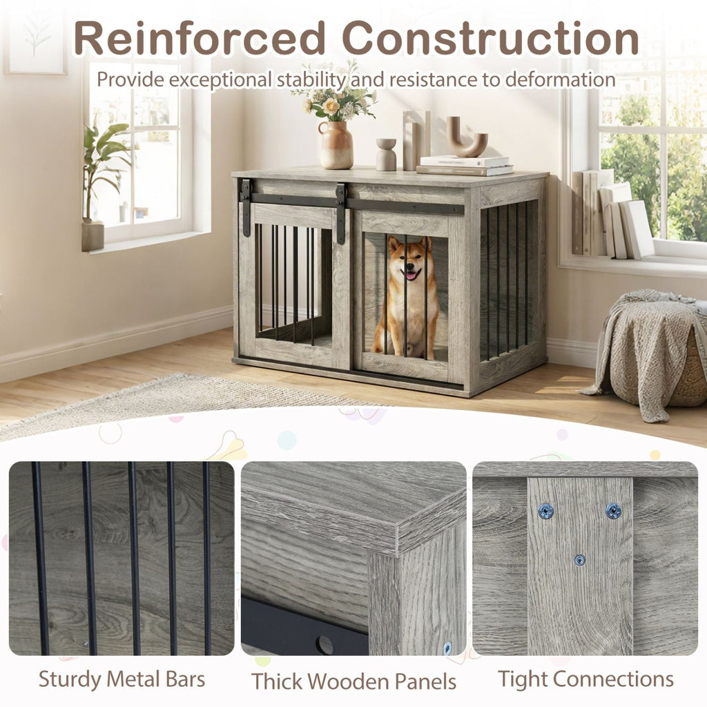 Dog Crate Furniture Heavy Duty Dog Kennel with Sliding Barn Door - Dog Time Outlet