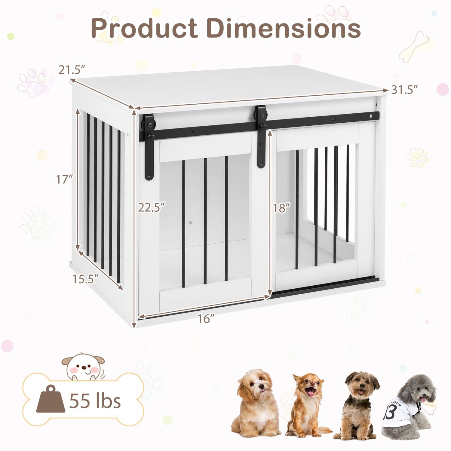 Dog Crate Furniture Heavy Duty Dog Kennel with Sliding Barn Door - Dog Time Outlet