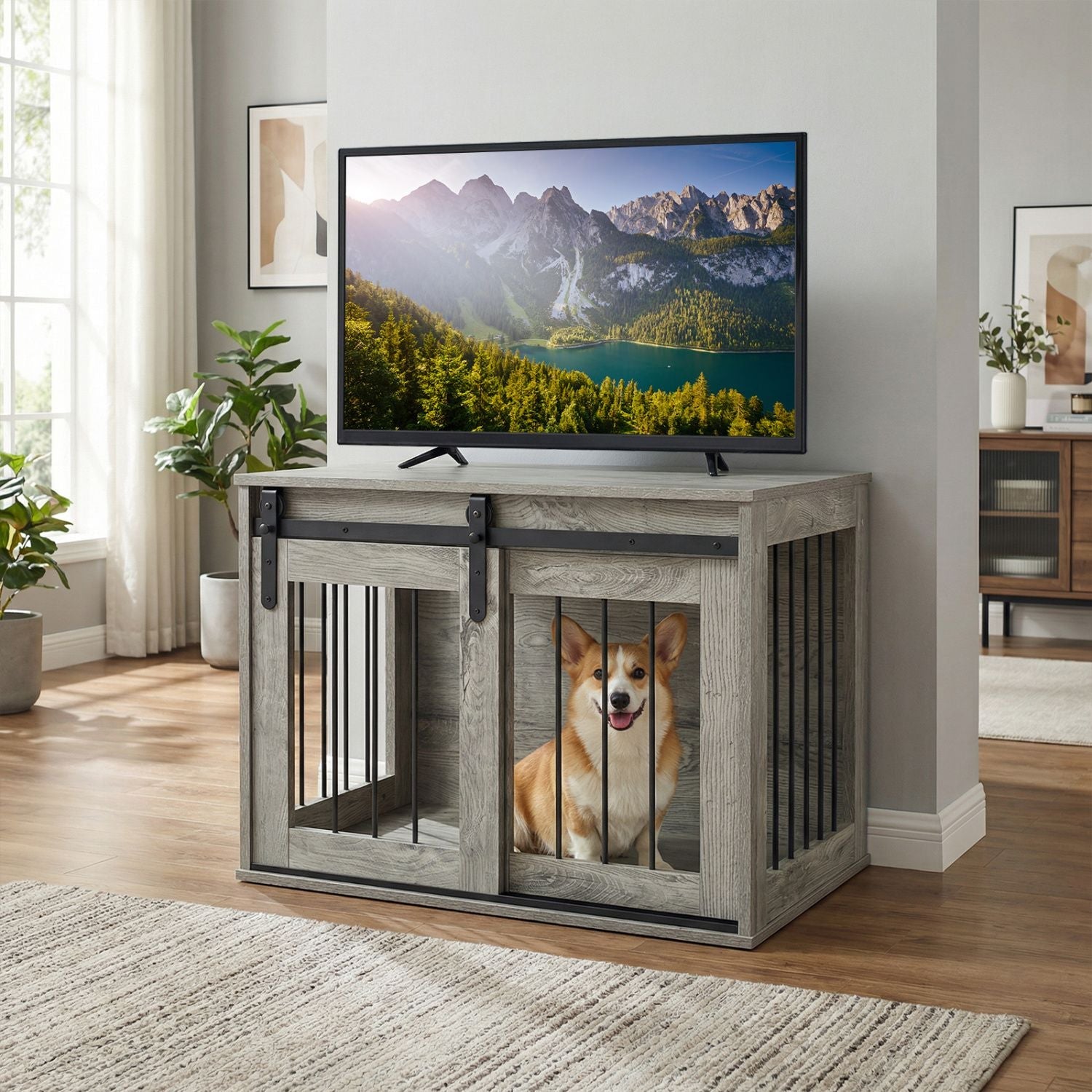 Dog Crate Furniture Heavy Duty Dog Kennel with Sliding Barn Door - Dog Time Outlet