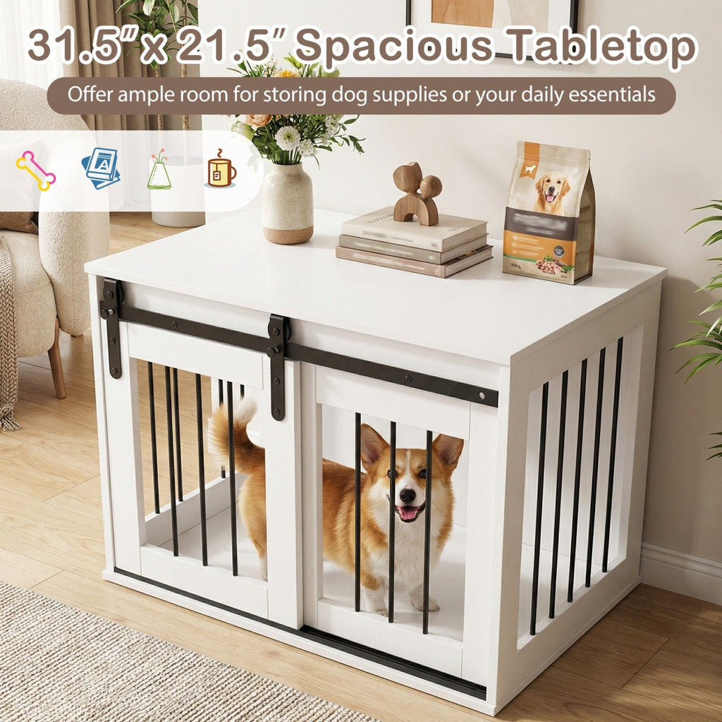 Dog Crate Furniture Heavy Duty Dog Kennel with Sliding Barn Door - Dog Time Outlet