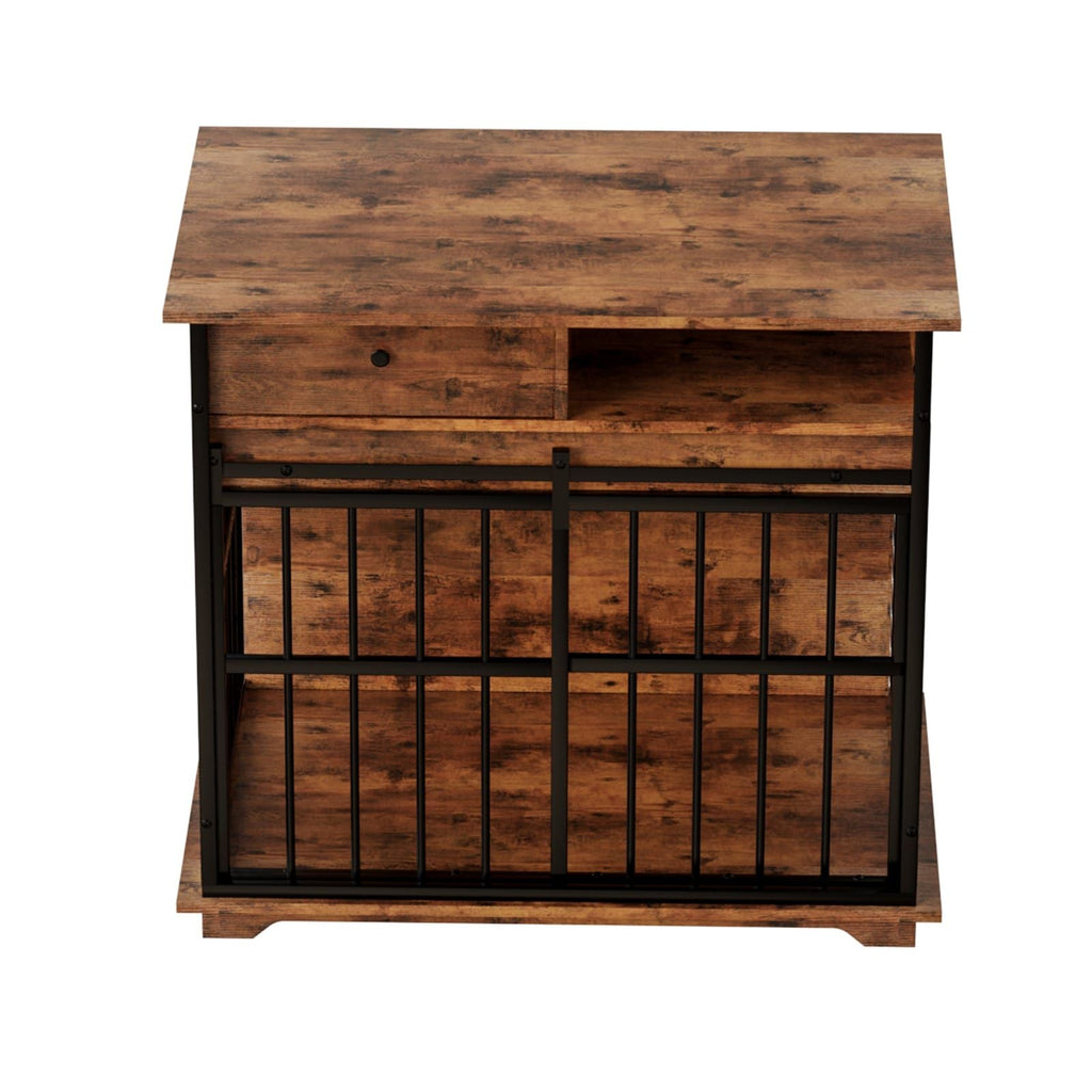 Dog Crate Furniture , Large Dog Cage Furniture with Tray for Medium Large Dogs, Wooden Dog Kennel Furniture - Dog Time Outlet