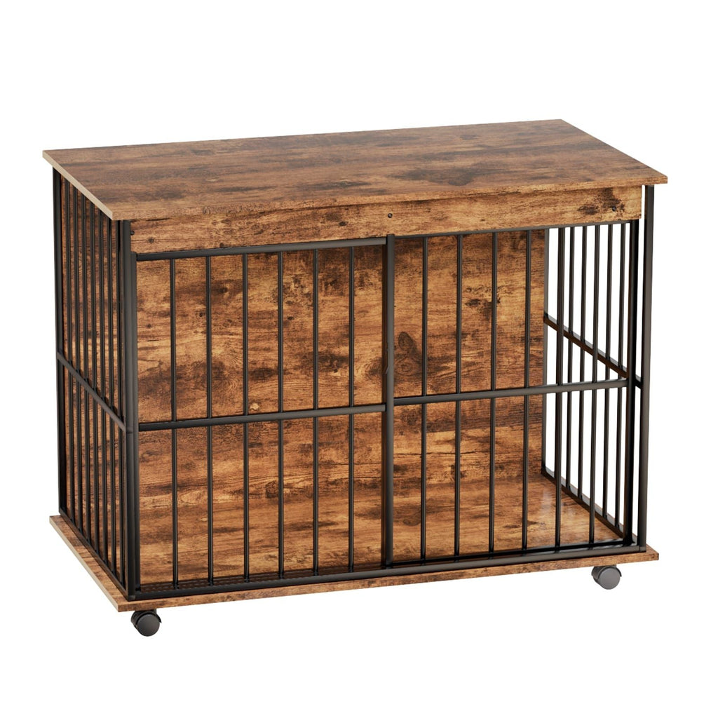 Dog Crate Furniture , Large Dog Cage Furniture with Tray for Medium Large Dogs, Wooden Dog Kennel Furniture - Dog Time Outlet
