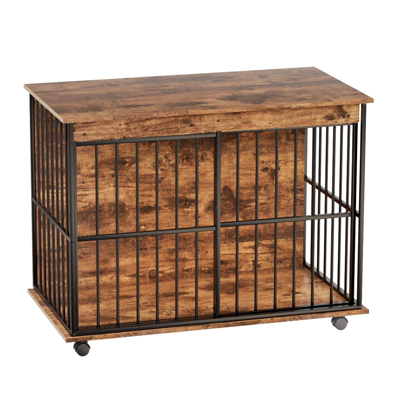 Dog Crate Furniture , Large Dog Cage Furniture with Tray for Medium Large Dogs, Wooden Dog Kennel Furniture - Dog Time Outlet