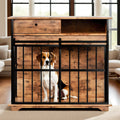 Dog Crate Furniture , Large Dog Cage Furniture with Tray for Medium Large Dogs, Wooden Dog Kennel Furniture - Dog Time Outlet