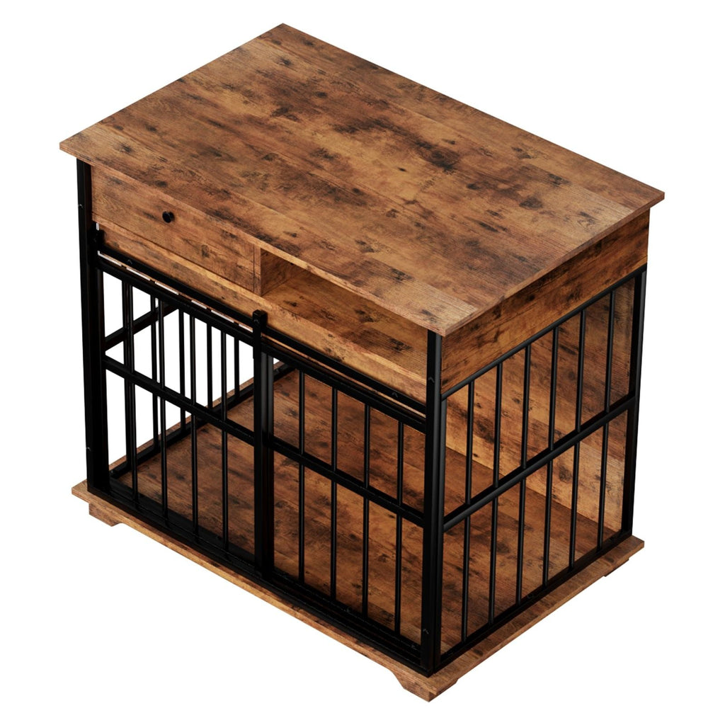 Dog Crate Furniture , Large Dog Cage Furniture with Tray for Medium Large Dogs, Wooden Dog Kennel Furniture - Dog Time Outlet
