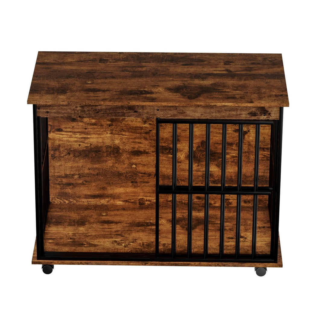 Dog Crate Furniture , Large Dog Cage Furniture with Tray for Medium Large Dogs, Wooden Dog Kennel Furniture - Dog Time Outlet