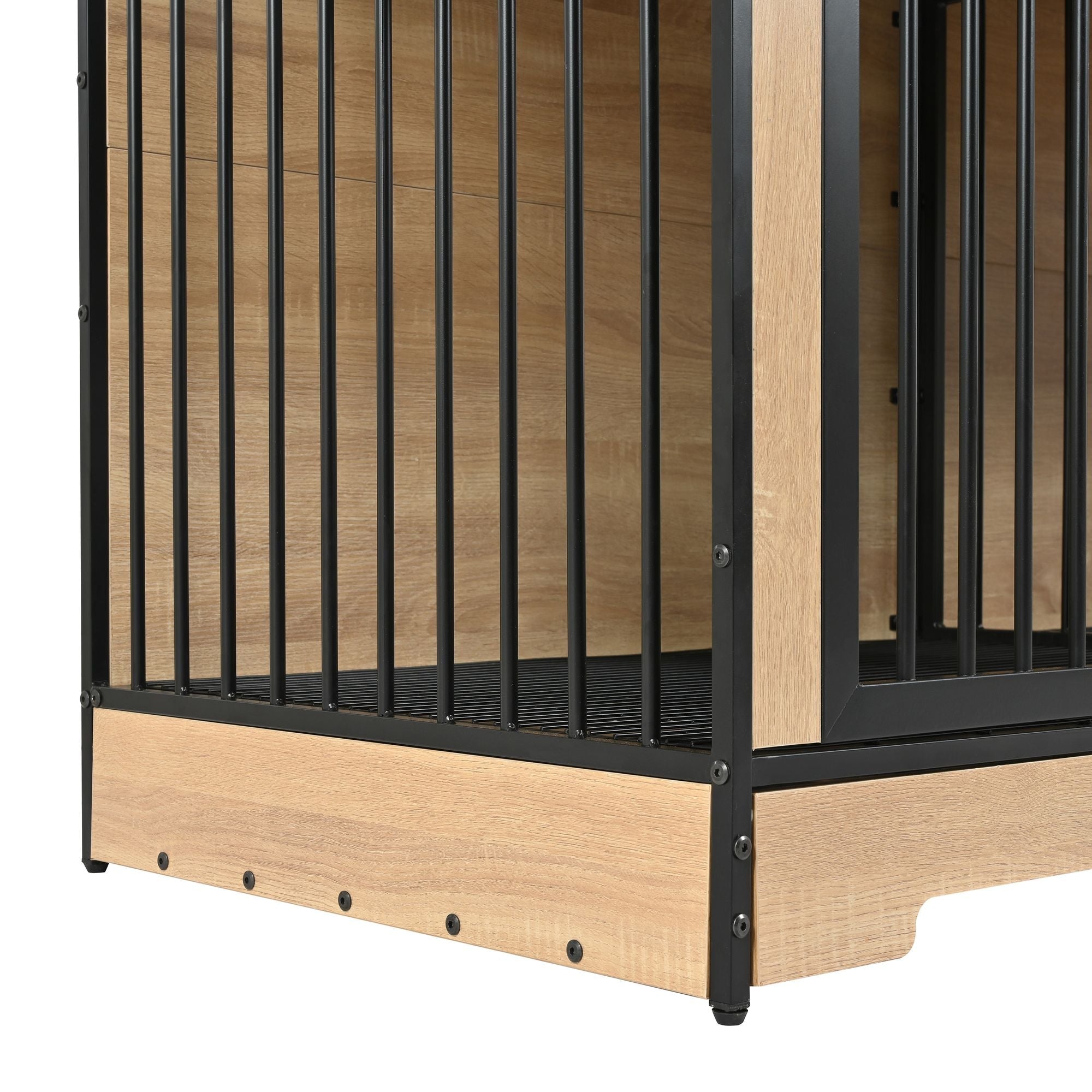 Dog Crate Furniture with Two Combined Room, XL Large Double Dog Cage Furniture with Tray for Medium Large Dogs, Wooden Dog Kennel Furniture - Dog Time Outlet